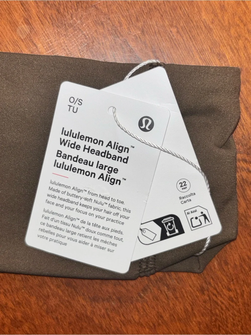 Lululemon Align™ Wide Headband Brown One Size NWT Nulu Yoga Workout